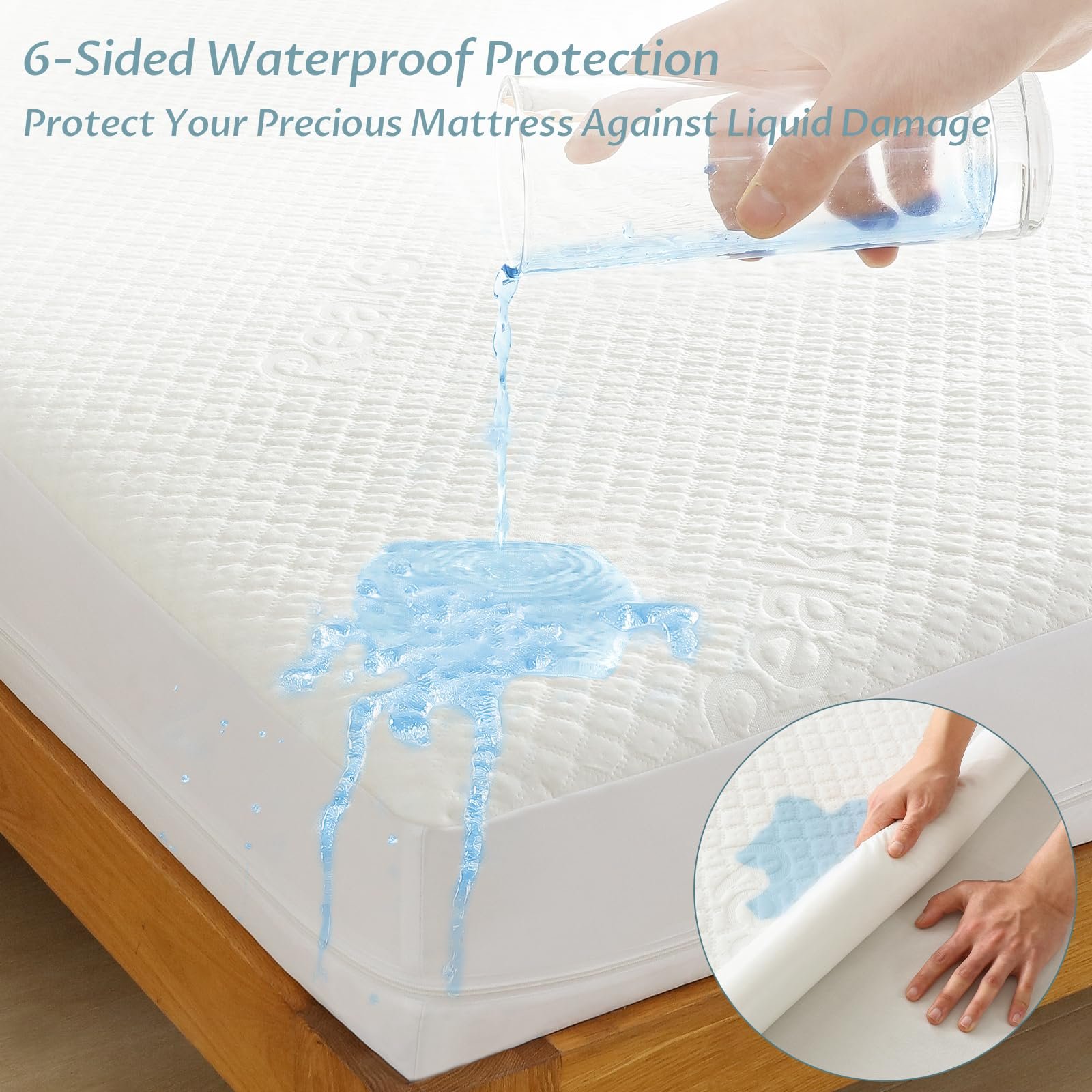 queen size mattress protector with zipper 100% waterproof zippered mattress cover soft & cooling noiseless bed mattress covers top removable mattress encasement 10 12" deep queen size mattress protector with zipper 100% waterproof zippered mattress cover soft & cooling noiseless bed mattress covers top removable mattress encasement 10 12" deep