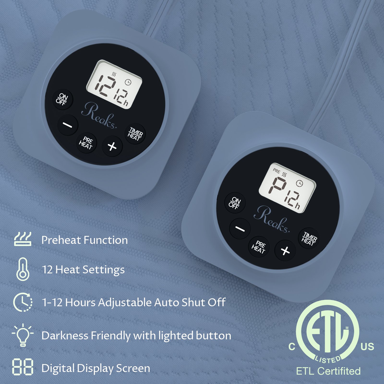 queen size electric heated mattress pad 10 heat settings dual control with memory timer for 1 12 hours auto off, lighted button queen size electric heated mattress pad 10 heat settings dual control with memory timer for 1 12 hours auto off, lighted button